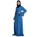 Casual frilled abaya- French Blue Casual frilled abaya- French Blue